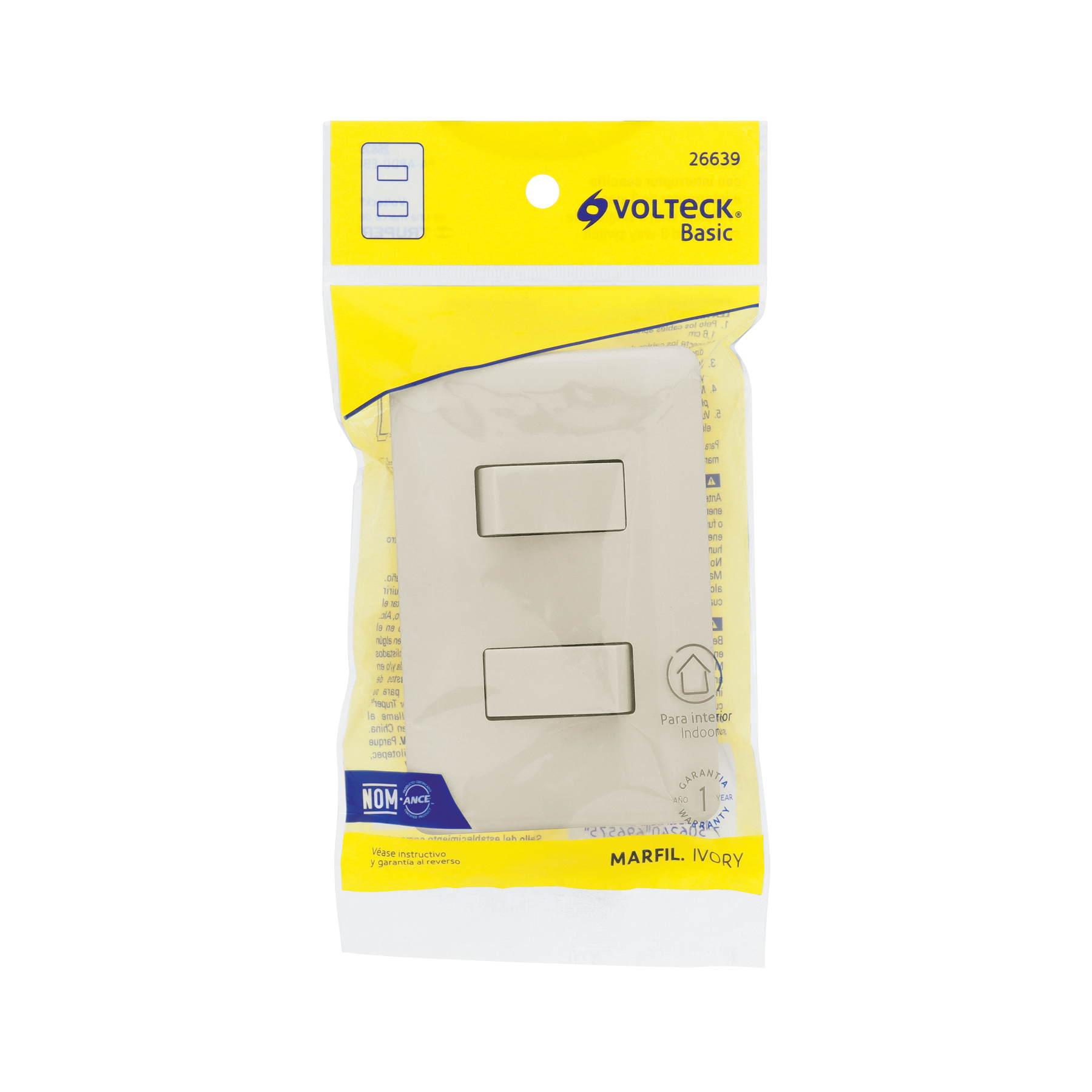 Placa armada 1 interruptor y 1 escalera, marfil, BASIC - Imagen 6