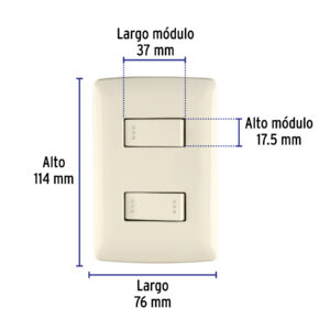 Placa armada 1 interruptor escalera, marfil, línea Italiana - Imagen 3