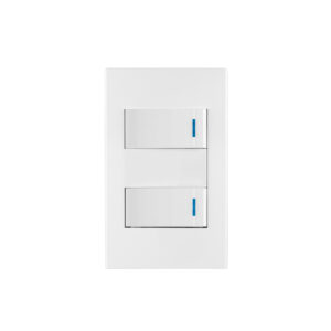 Placa armada 2 interruptores 1de 3vías,1 mod,Española,blanco