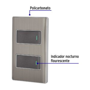 Placa armada acero 1 interruptor y 1 de 3 vías 1 mód, Lisboa - Imagen 3