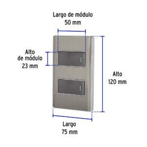 Placa armada acero inox con 2 interruptores 1 módulo, Lisboa - Imagen 4
