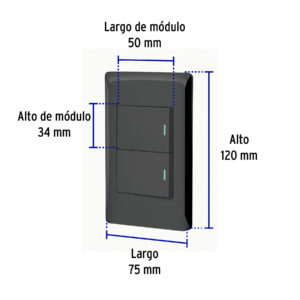 Placa armada negra 1 interruptor y 1 de 3vías 1.5mód,Lisboa - Imagen 4