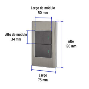 Placa armada acero inox 2 interruptores 1.5 módulos, Lisboa - Imagen 4