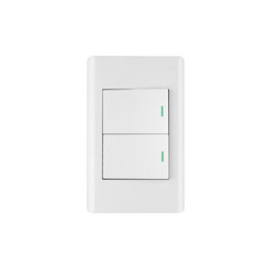 Placa armada blanca 2 interruptores 1.5 módulos, Lisboa