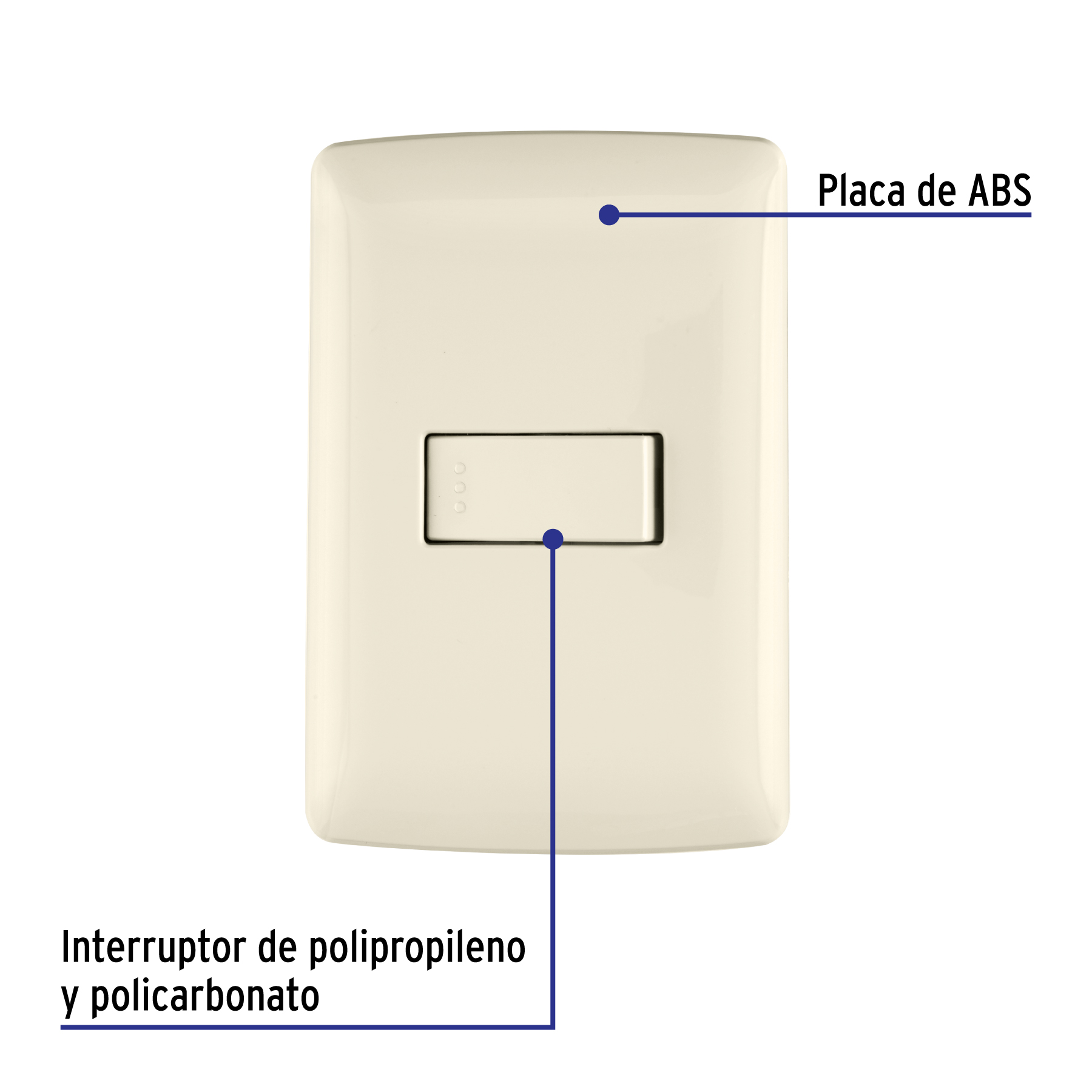 Placa armada 1 interruptor sencillo, marfil, línea Italiana - Imagen 3