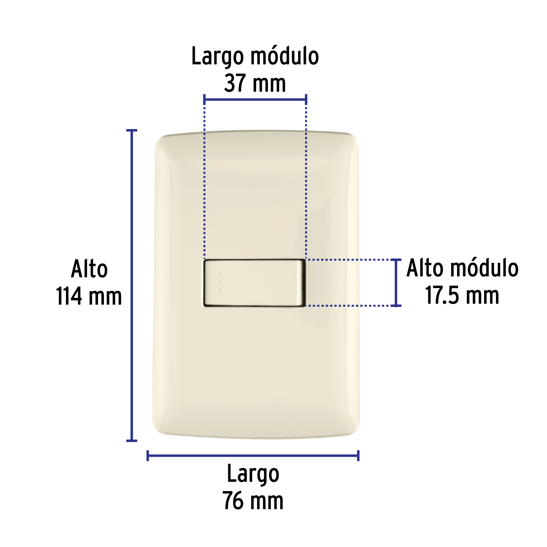 Placa armada 1 interruptor sencillo, marfil, línea Italiana - Imagen 4
