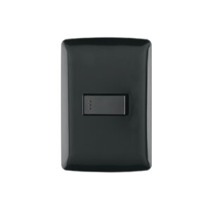 Placa armada 1 interruptor sencillo, negro, línea Italiana - Imagen 2