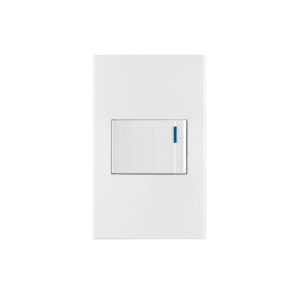 Placa armada 1 interruptor de 3vías, 1.5mód, Española,blanco
