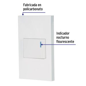 Placa armada 1 interruptor de 3vías, 1.5mód, Española,blanco - Imagen 3