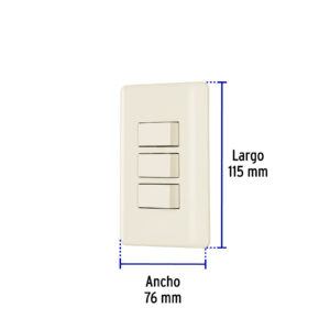 Placa armada 3 interruptores, marfil, VOLTECK - Imagen 4