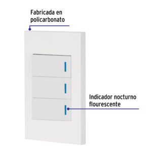 Placa armada 3 interruptores 1de 3vías,1 mod,Española,blanco - Imagen 3