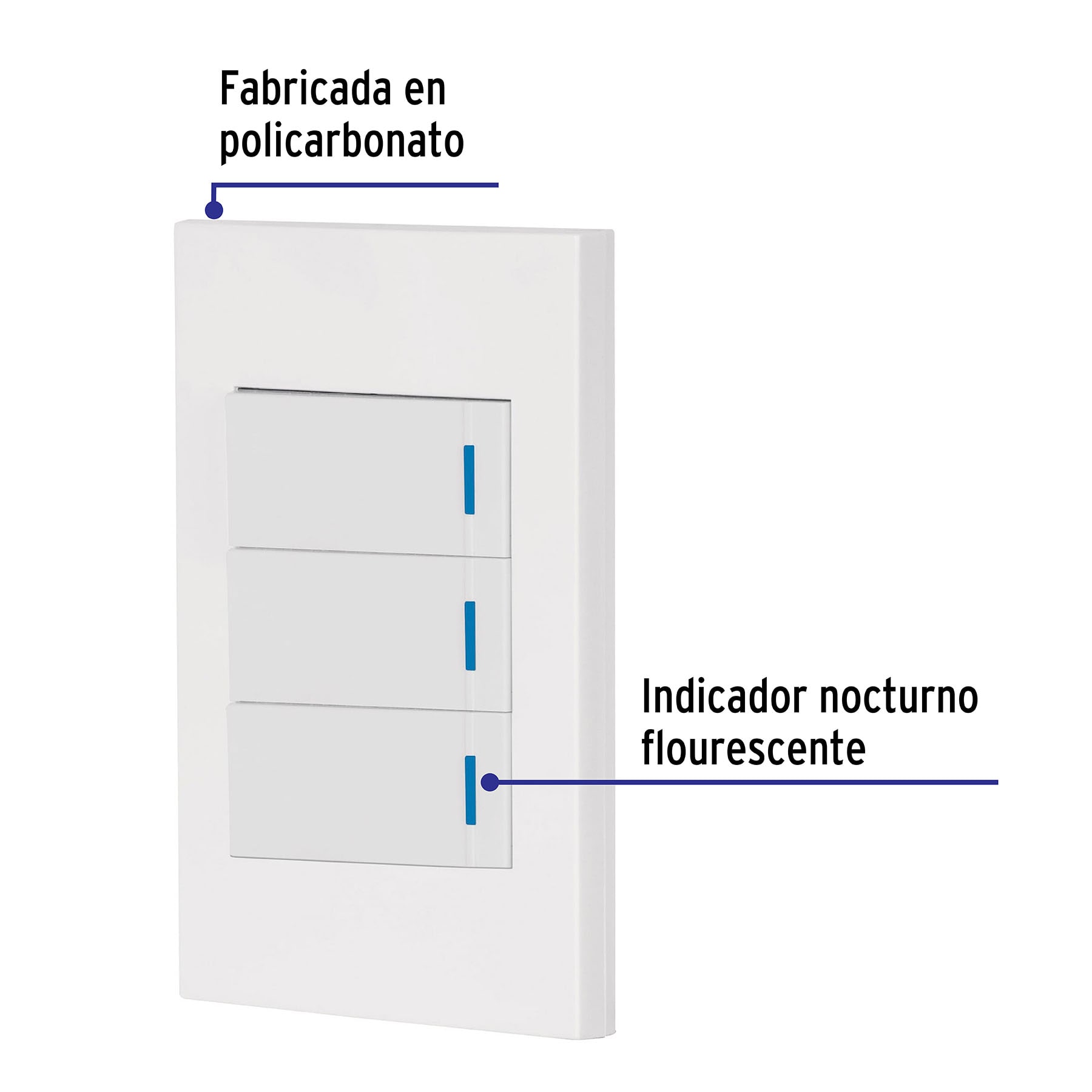 Placa armada 3 interruptores 1de 3vías,1 mod,Española,blanco - Imagen 3
