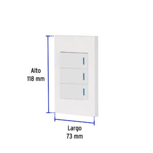 Placa armada 3 interruptores 1de 3vías,1 mod,Española,blanco - Imagen 4
