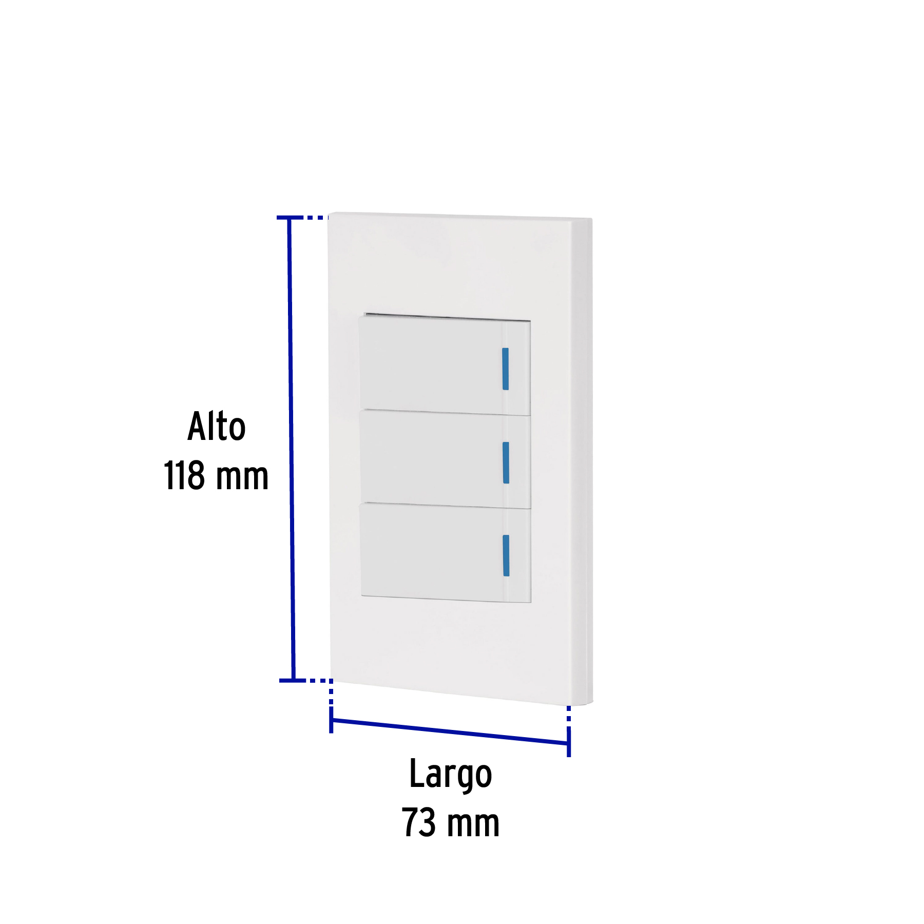 Placa armada 3 interruptores 1de 3vías,1 mod,Española,blanco - Imagen 4