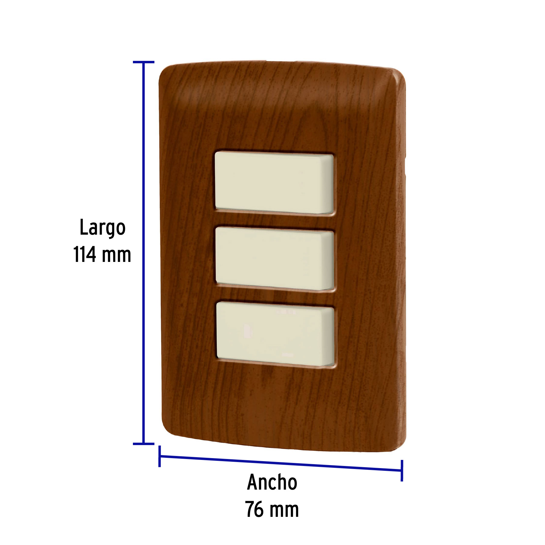 Placa armada 3 interruptores sencillos,madera,línea Italiana - Imagen 4