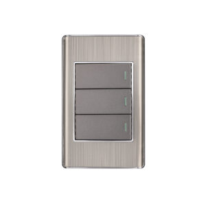 Placa armada acero inox 3 interruptores 1 módulo, Lisboa - Imagen 2