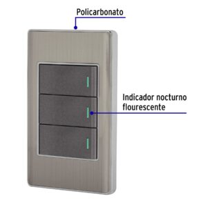 Placa armada acero inox 3 interruptores 1 módulo, Lisboa - Imagen 3