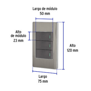 Placa armada acero inox 3 interruptores 1 módulo, Lisboa - Imagen 4