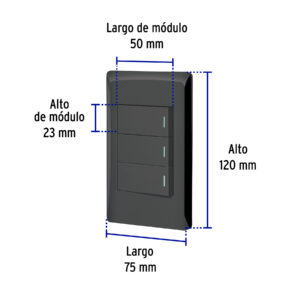 Placa armada negra 3 interruptores 1 módulo, Lisboa, VOLTECK - Imagen 4