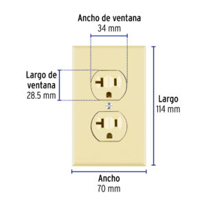 Placa armada contacto dúplex,2 polos, línea Standard, marfil - Imagen 3