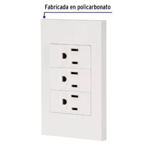 Placa armada 3 contactos, 1 módulo, Española, blanco - Imagen 3