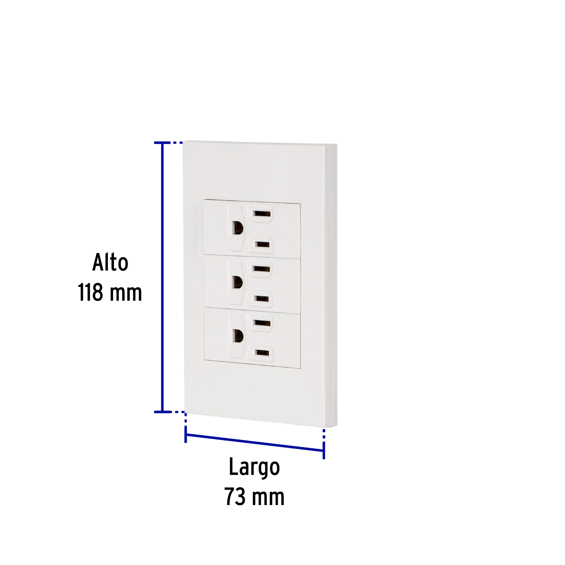 Placa armada 3 contactos, 1 módulo, Española, blanco - Imagen 4