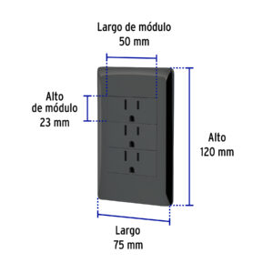 Placa armada negra 3 contactos 1 módulo, Lisboa, VOLTECK - Imagen 4