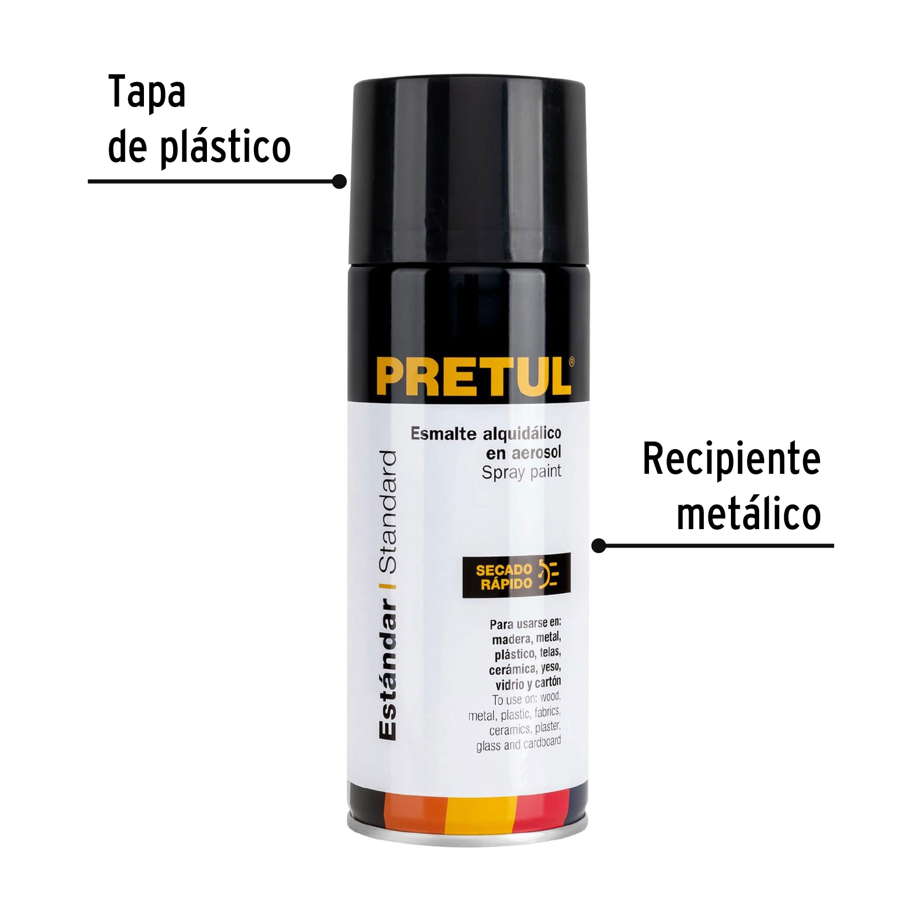 Pintura en aerosol,negro brillante, 400 ml, PRETUL - Imagen 4