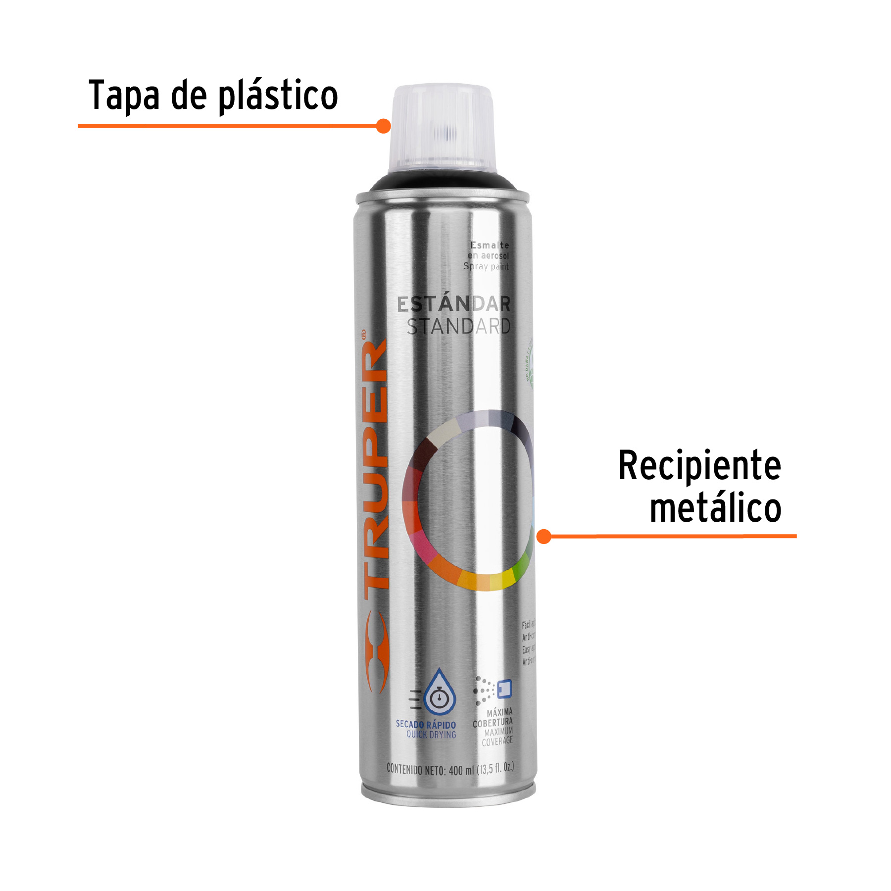 Pintura en aerosol, negro brillante, bote esbelto, 400 ml - Imagen 4