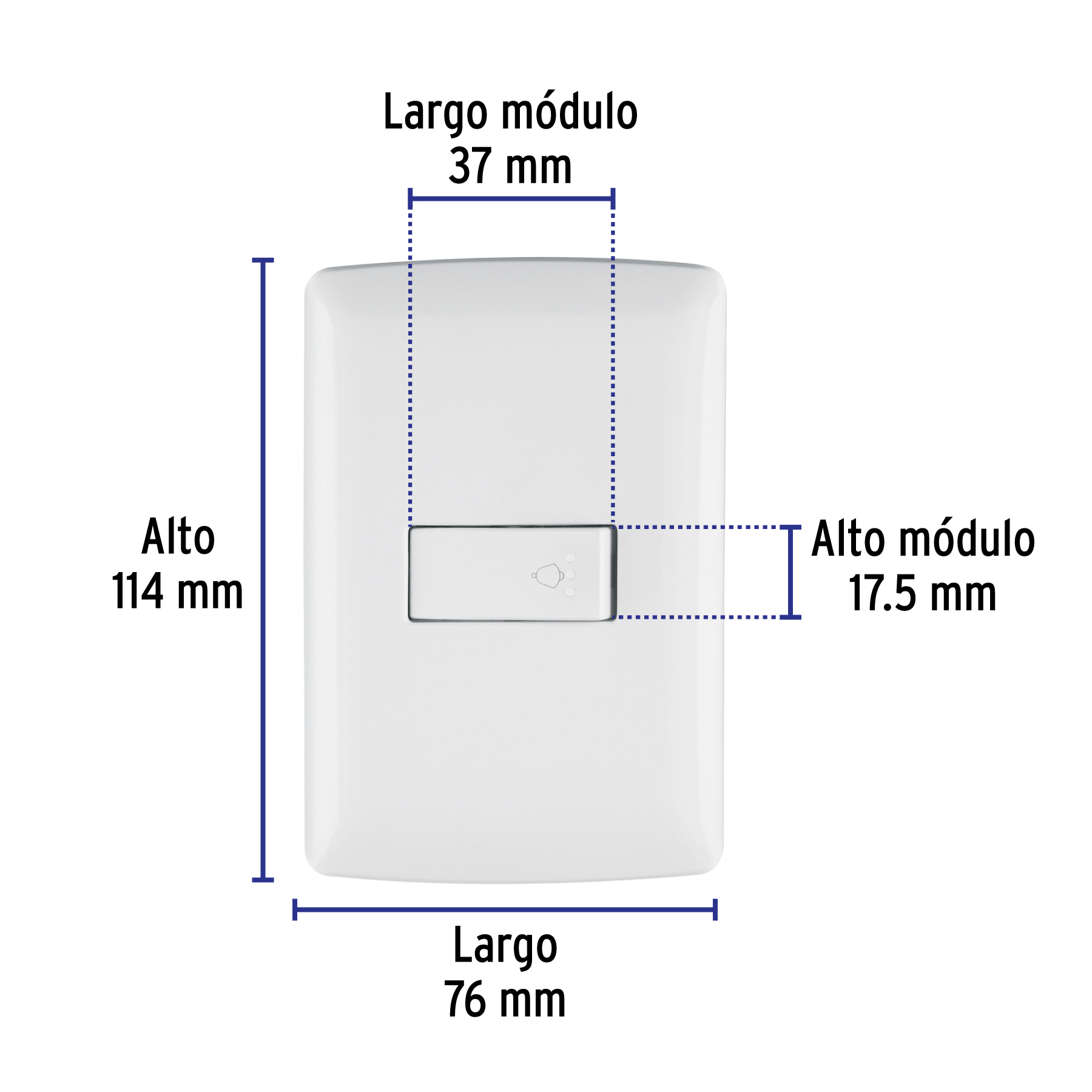Placa armada con timbre, blanco, línea Italiana., VOLTECK - Imagen 4