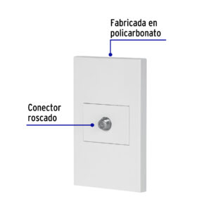 Placa armada 1 toma de TV, 1.5 módulos, Española, blanco - Imagen 3