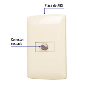 Placa armada con conexión para TV, marfil, línea Italiana - Imagen 3