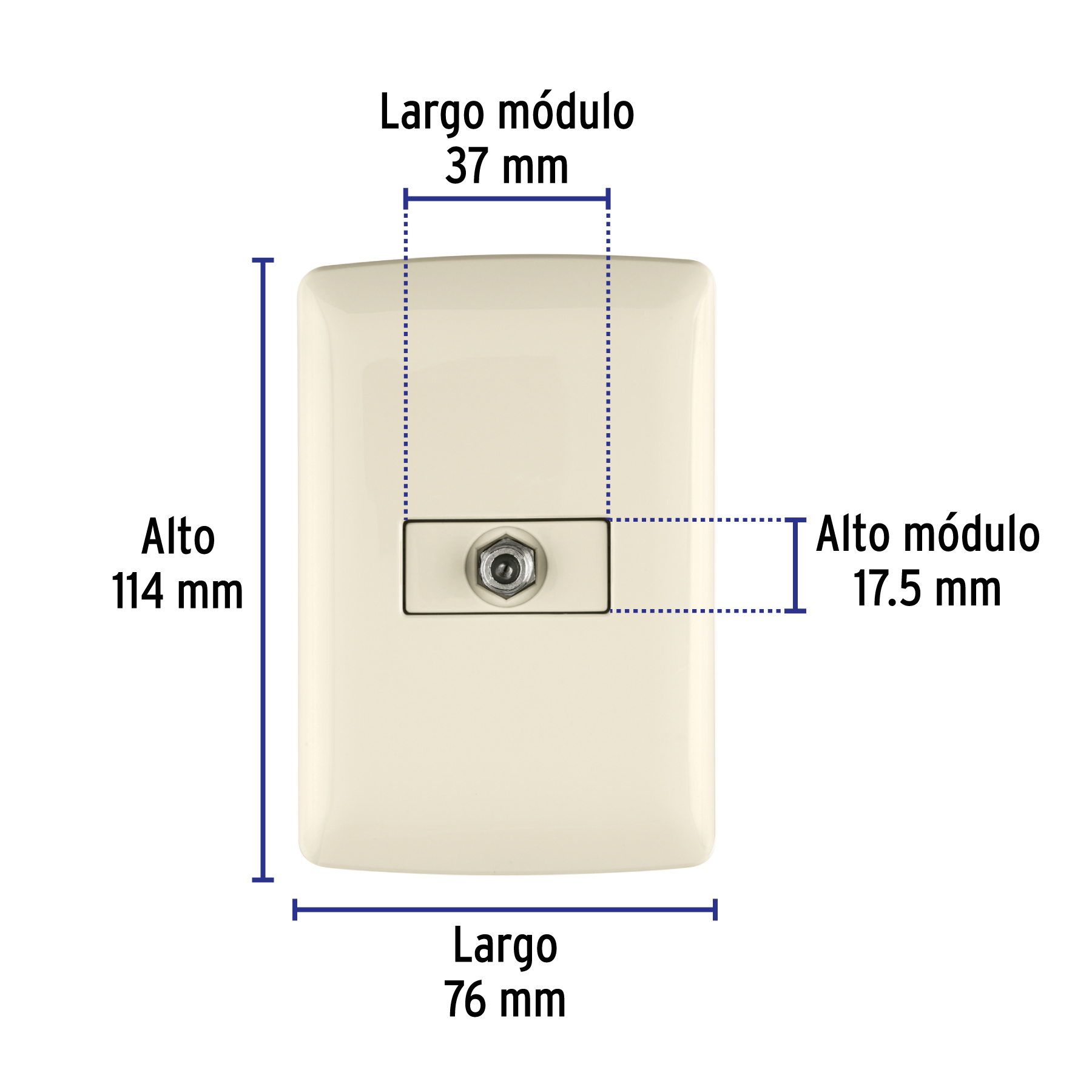 Placa armada con conexión para TV, marfil, línea Italiana - Imagen 4