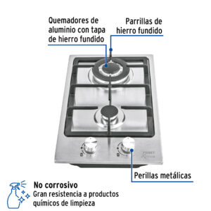 Parrilla gas empotrable 30cm, 2 quem, acero inox, RIVIERA - Imagen 3