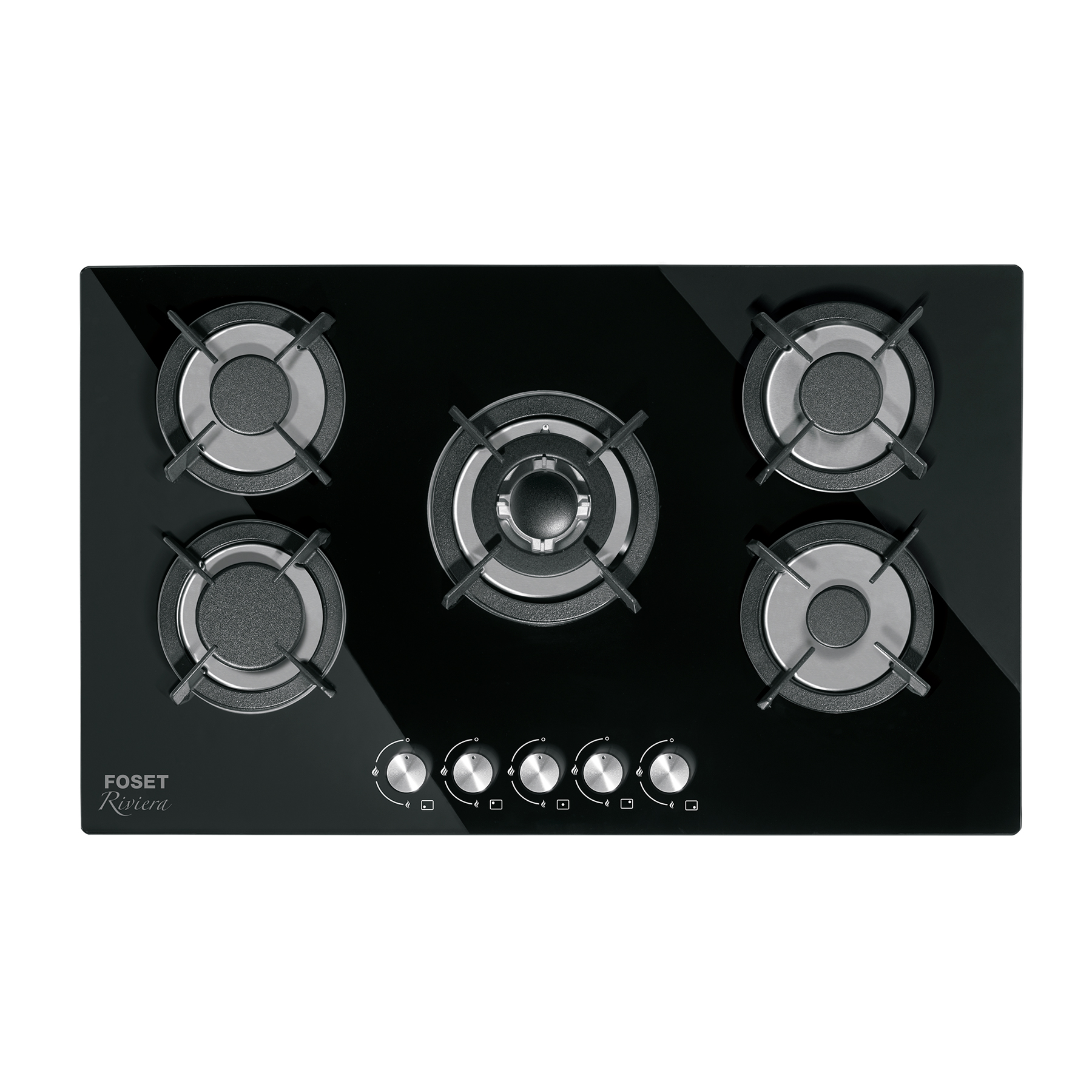 Parrilla gas empotrable 90cm, 5 quem, vidrio negro, RIVIERA - Imagen 2