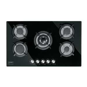 Parrilla gas empotrable 90cm, 5 quem, vidrio negro, RIVIERA