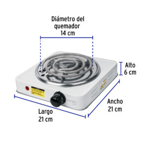 Parrilla eléctrica 1 quemador en espiral, blanca, BASIC - Imagen 4