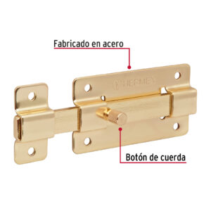Pasador de barra plana 4' acabado latón, HERMEX - Imagen 3