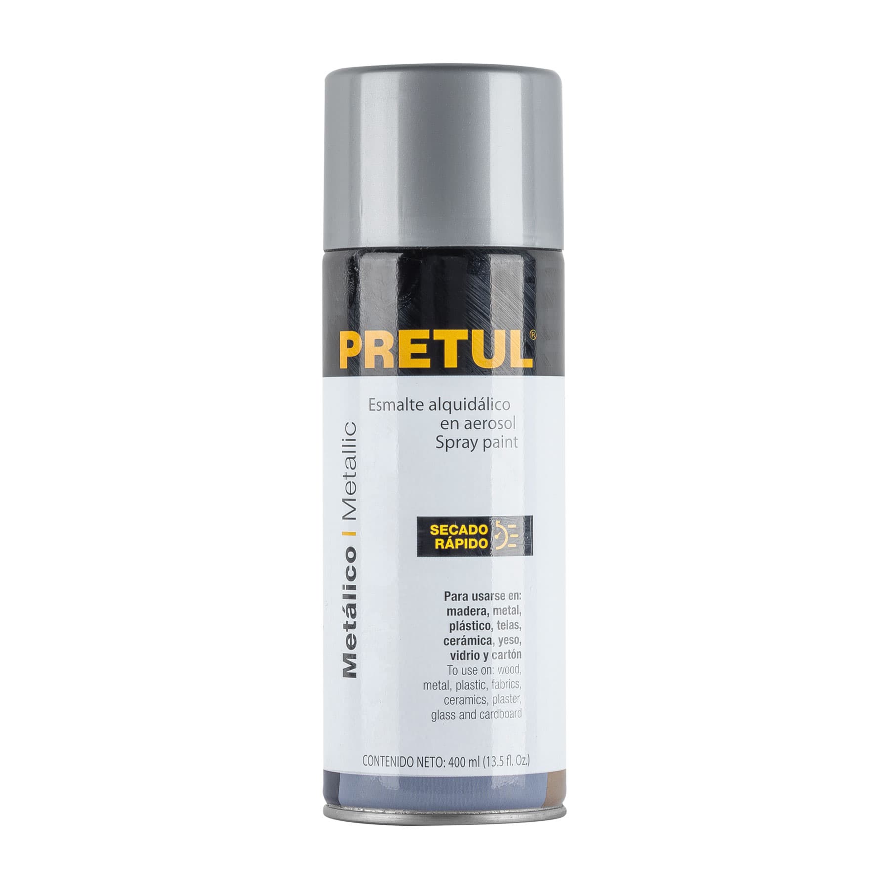 Pintura en aerosol metálica, plata ,400 ml, PRETUL - Imagen 2