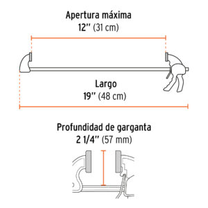 Prensa de ajuste rápido de 12'con cuerpo de nylon, TRUPER - Imagen 4