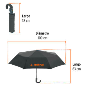 Paraguas compacto de 100 cm, TRUPER - Imagen 4