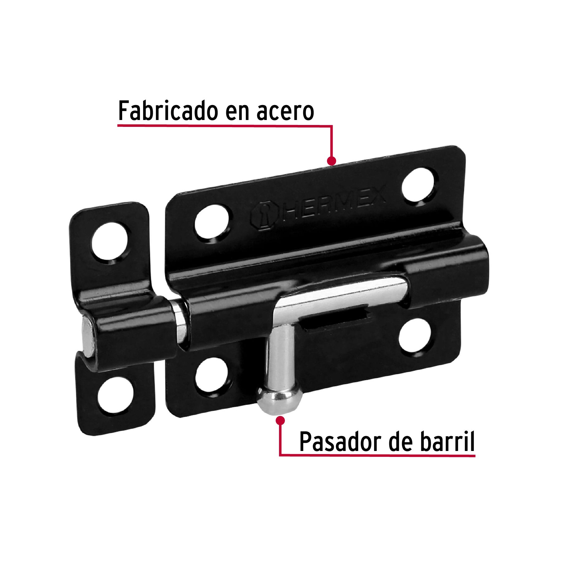 Pasador de barril 3' de acero acabado negro, HERMEX - Imagen 4