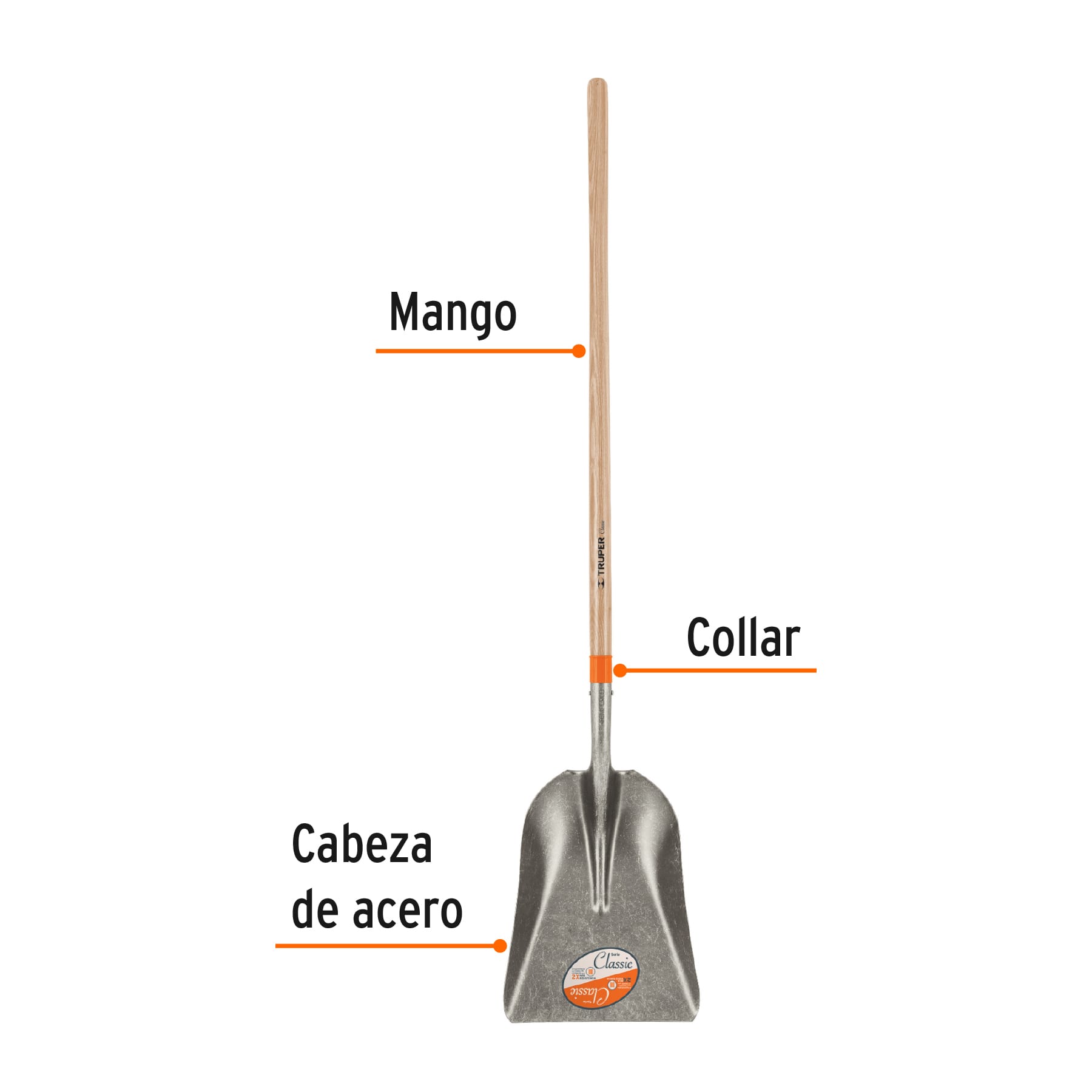 Pala carbonera Classic, mango largo 49', TRUPER - Imagen 3