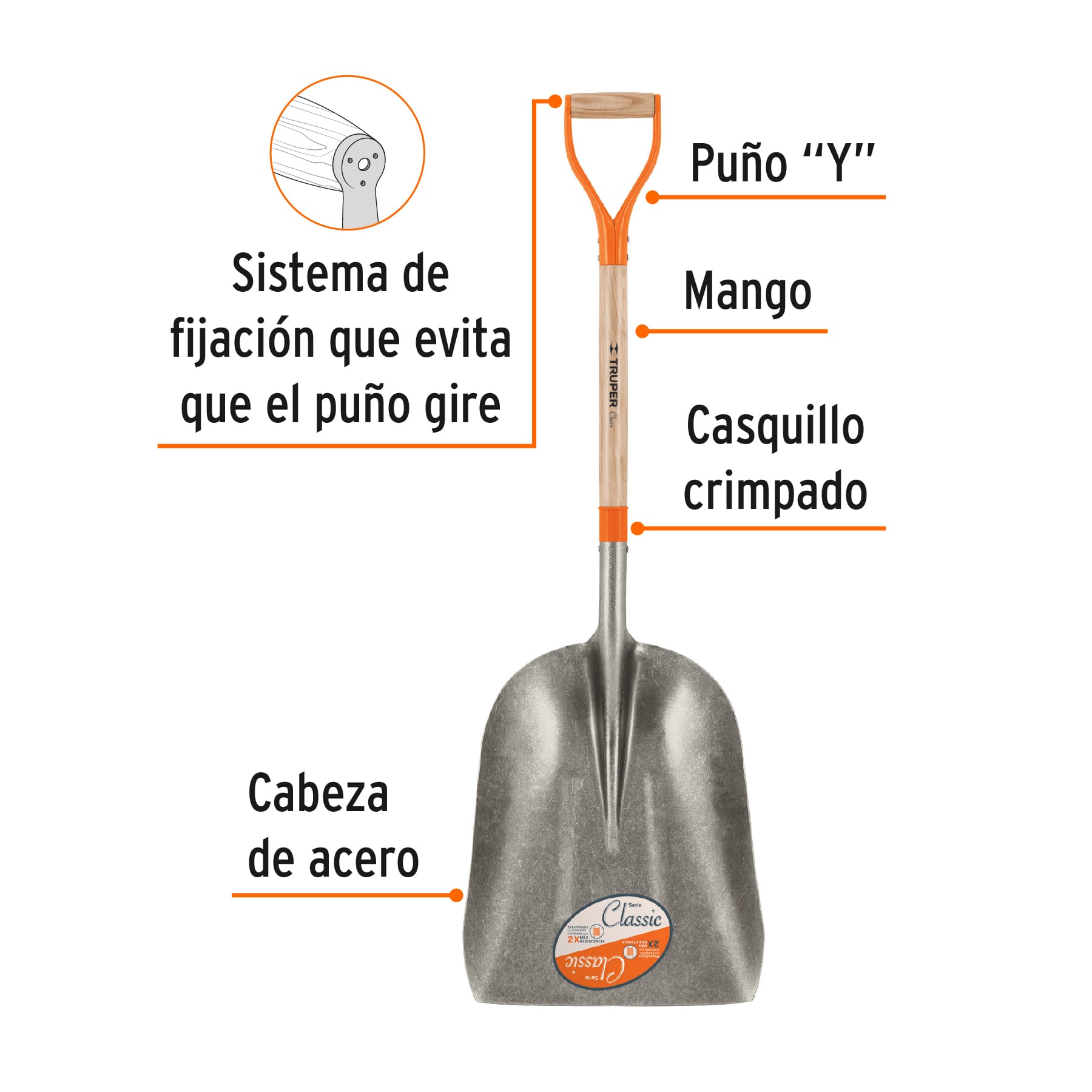 Pala carbonera Classic, puño 'Y', extra grande, TRUPER - Imagen 3