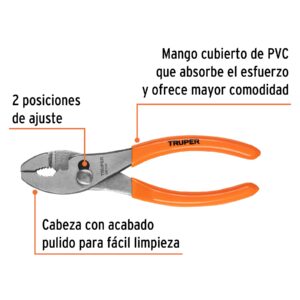 Pinza de chofer 6' mango de PVC, TRUPER - Imagen 3