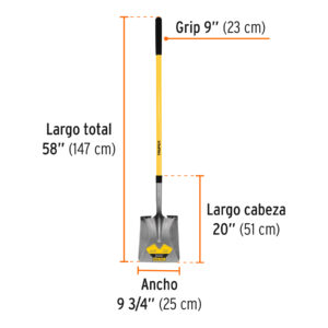 Pala cuadrada Tru Pro, mango largo de fibra de vidrio 48' - Imagen 4