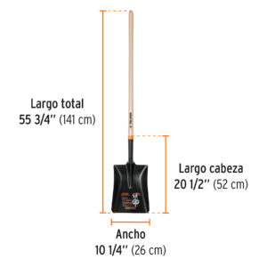 Pala T-2000 cuadrada, tipo español, mango largo 41', TRUPER - Imagen 4