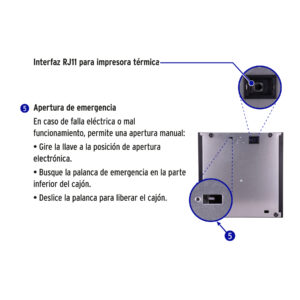 Cajón de dinero para 4 billetes y 8 monedas, VOLTECK - Imagen 6