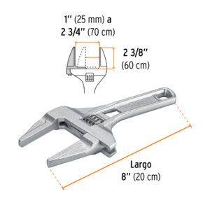 Llave ajustable 8' para plomero, apertura 3', TRUPER - Imagen 4