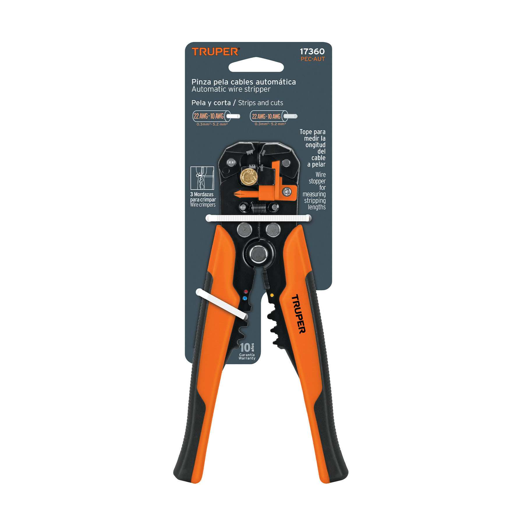 Pinza 8' pela cables automática, 22 a 10 AWG, TRUPER - Imagen 6